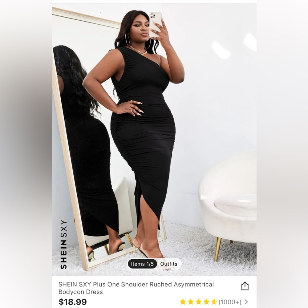 Rouched BodyCon One Shoulder Dress- Size 16